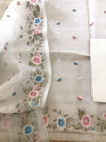 Load image into Gallery viewer, Soft organza embroidered top with soft organza embroidered dupatta and pure cotton bottom

