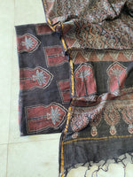 Load image into Gallery viewer, Ajrakh hand block print natural dye kota cotton 2 piece suit set
